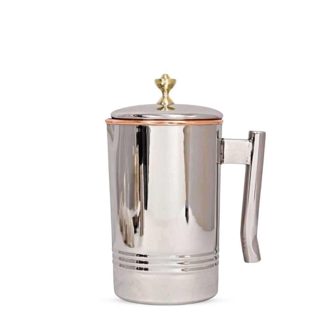 Pure steel copper designer jug with a l shaped handle, 2000 ML